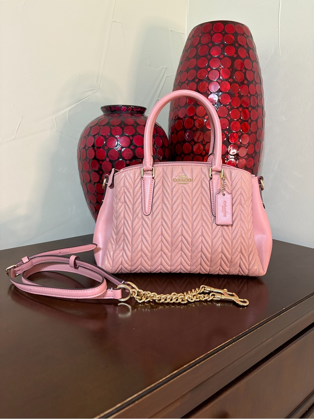 Coach Pink Mini Sage Carryall with Quilting
